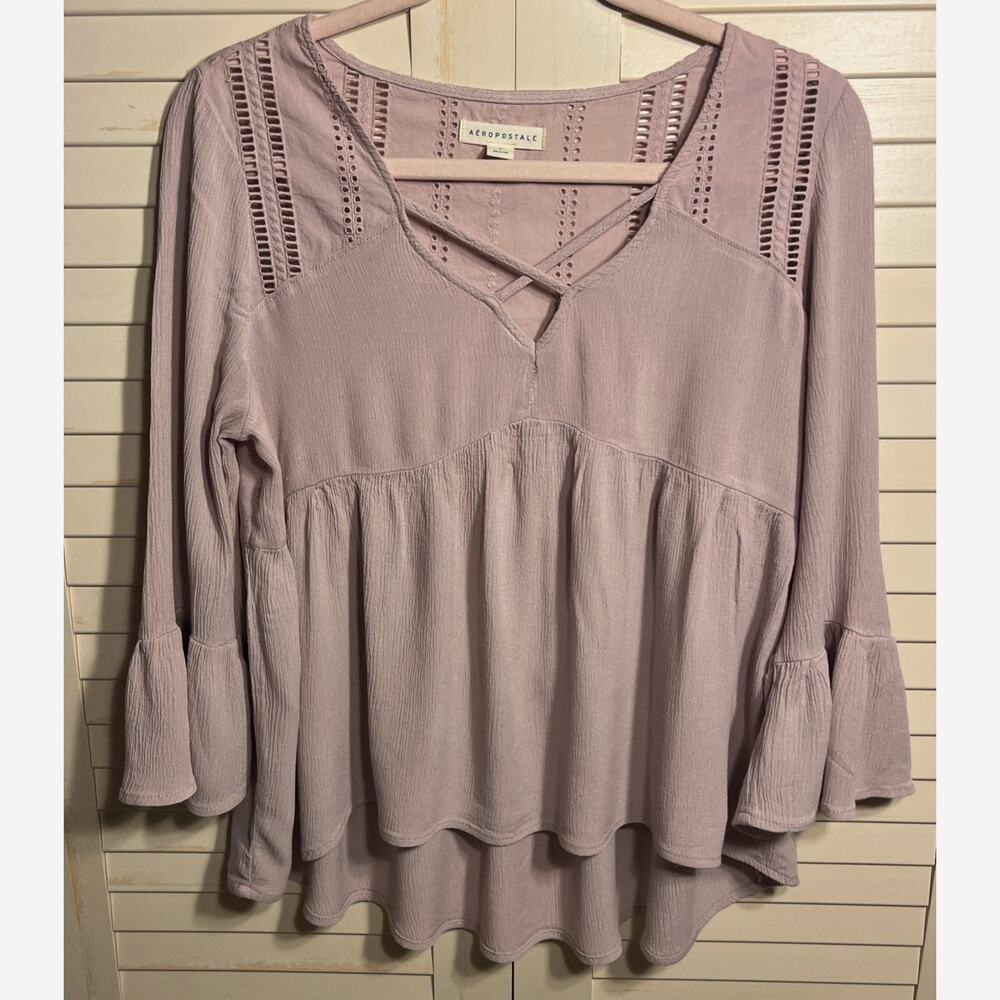 Aeropostale Blouse Long Sleeve Lavender Junior’s Size Medium